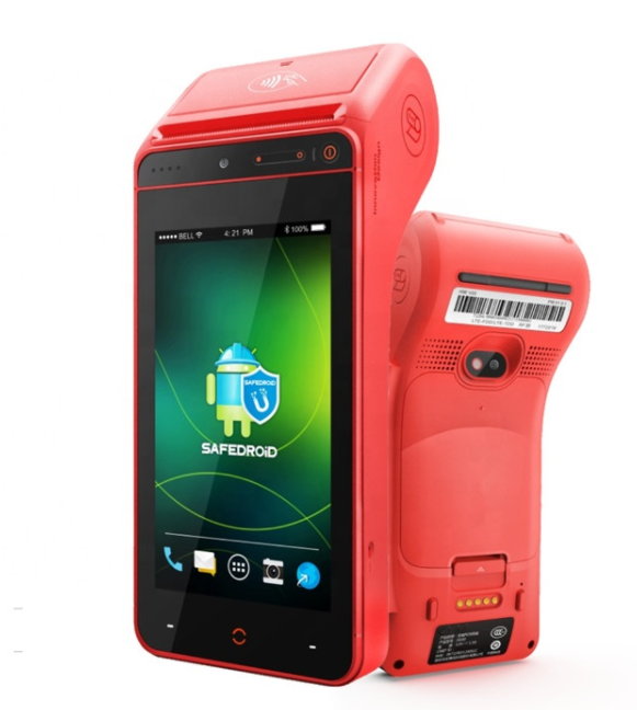 Handheld Android POS terminal with printer and NFC